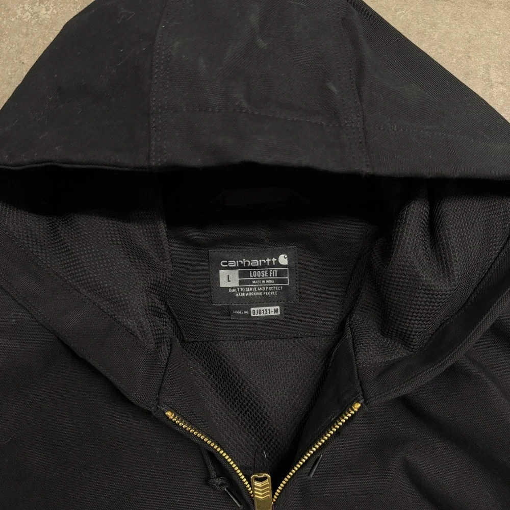 Carhartt Mens Black Loose Fit Duck Active Jacket Hooded Work Coat‎ OJ0131-M L